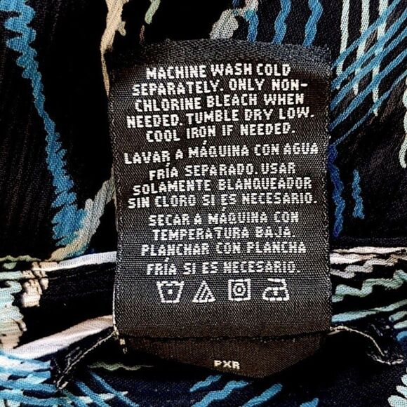 Apostrophe Blue & Black Chiffon Fully Lined Below Knee Midi Skirt Womens 14 EUC - Picture 7 of 8